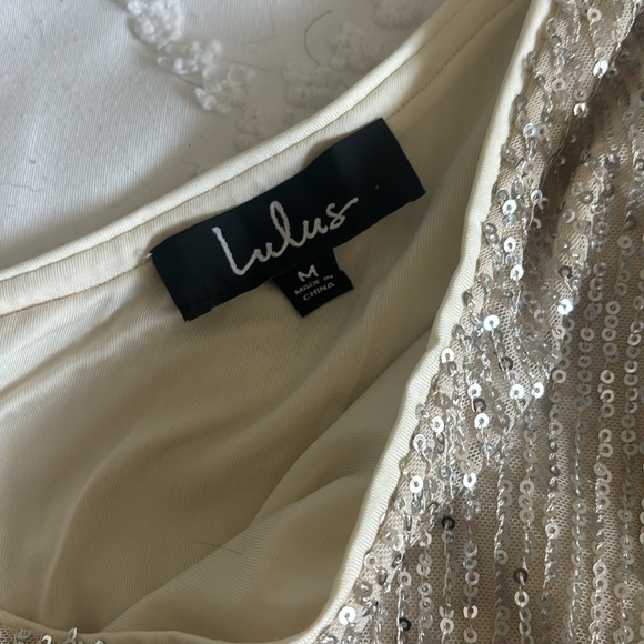 Lulus medium sequined gold one sleeve bodysuit - Picture 2 of 4